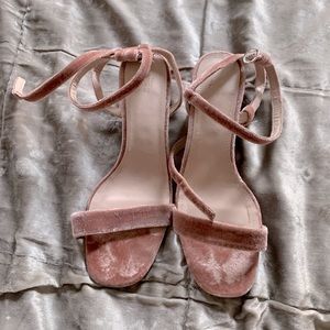 Pink Velvet square heeled sandals size 40/ 10